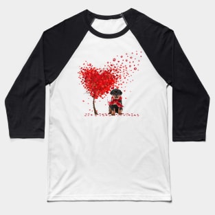 Happy Valentine's Day Heart Tree Rottweiler Baseball T-Shirt